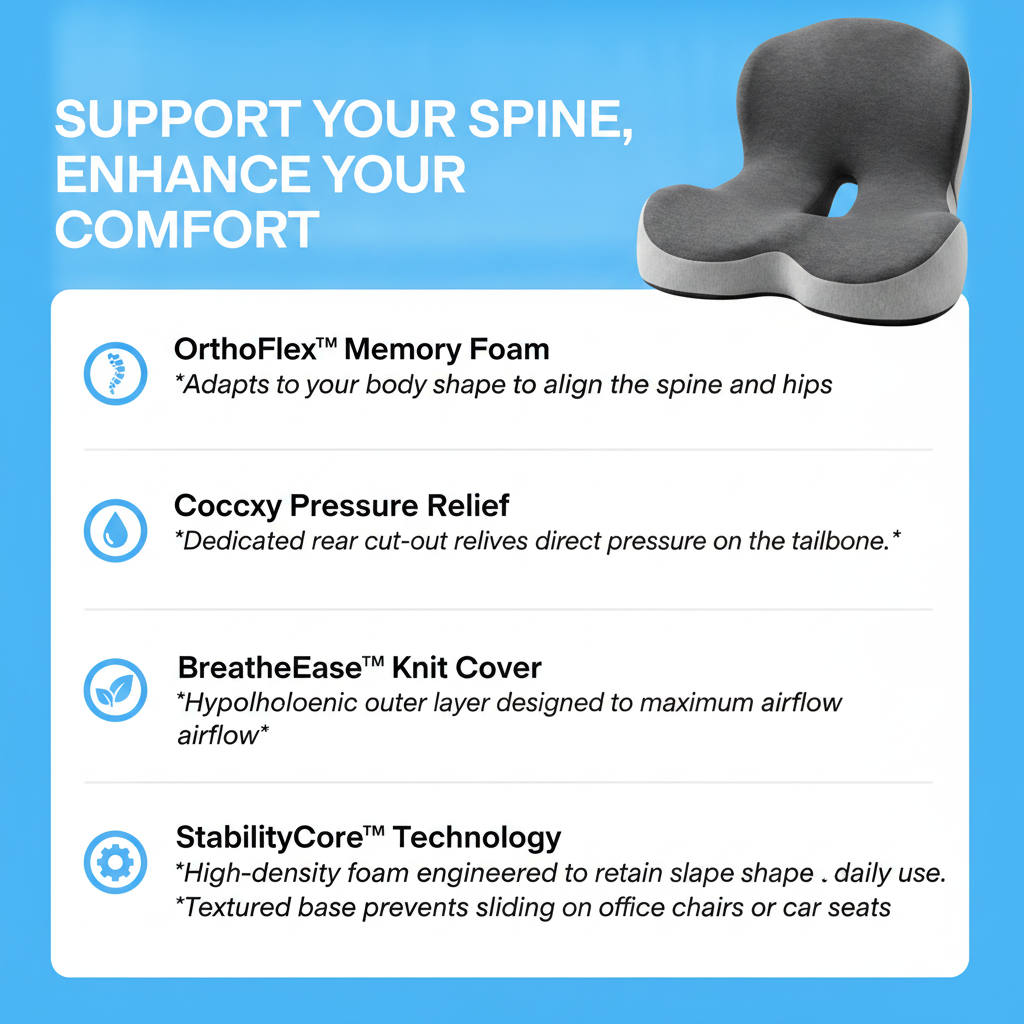 Ergonomic Lumbar Support Seat Cushion