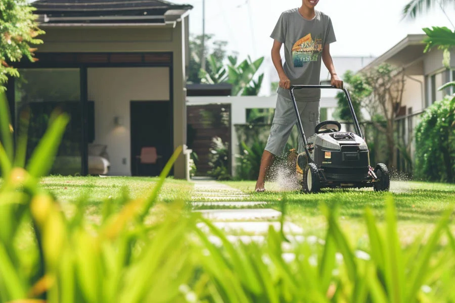 self-propelled electric lawn mower